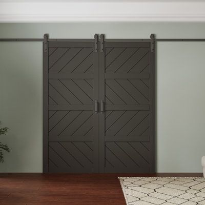 Made of high quality MDF material, sturdy and environmentally friendly. Four-panel panelled mitered design is more stylish than ordinary barn doors. While providing you with high quality products, we will also provide you with the best after-sales service. Win Stellar Size: 72" x 84" | Win Stellar 84" Barn Doors Barn Door | NNST1157_101441066 | Wayfair Canada Barn Doors For Laundry Room, Black Barn, Door Hardware Interior, Master Room, Barn Doors, Sliding Door, Barn Door, Doors Interior, Door Hardware