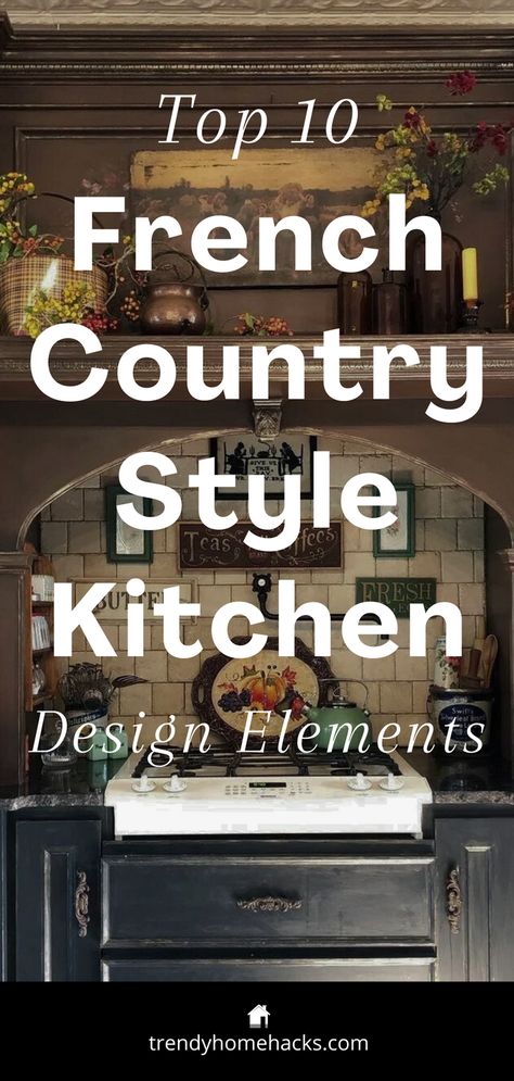 In this article, we explore the top 10 key design elements essential for crafting a French country style kitchen. Whether you're contemplating a complete makeover or simply aiming to infuse some French country charm into your existing kitchen, these design insights will guide you in creating your dream culinary space.   So, head over to the article on the blog to peruse those essential French Country Decor elements to design your dream kitchen! Country Style Renovation, French Country Kitchen Table Decor, French Kitchens Ideas, Splashboard Kitchen, French Country Kitchen Cabinet Hardware, French Country Kitchen Remodel, Country Italian Kitchen, French Country Lighting Ideas, Farmhouse French Kitchen