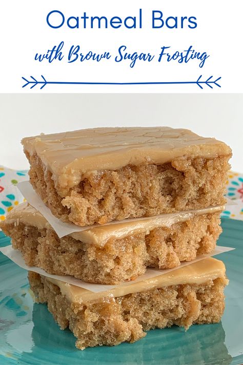 Old Fashioned Oatmeal Bars, Oatmeal Blondies Bars, Easy Old Fashioned Desserts, Gooey Oatmeal Bars, Brown Sugar Bars Recipes, Desserts Made With Oatmeal, Simple Bars Recipes, Dessert With Oatmeal, Recipes Using Old Fashioned Oats