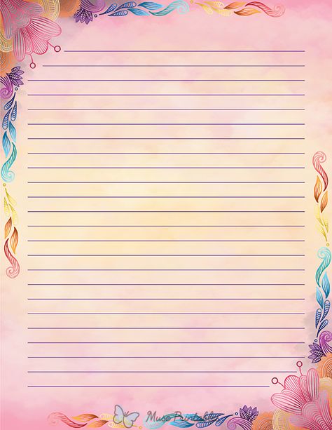 Printable Abstract Floral Stationery Border Paper Printable, Paper With Lines, Persian Alphabet, Vintage Writing Paper, Free Printable Stationery Paper, Paper Patterns Design, Printable Stationery Paper, Free Paper Printables, Printable Paper Patterns