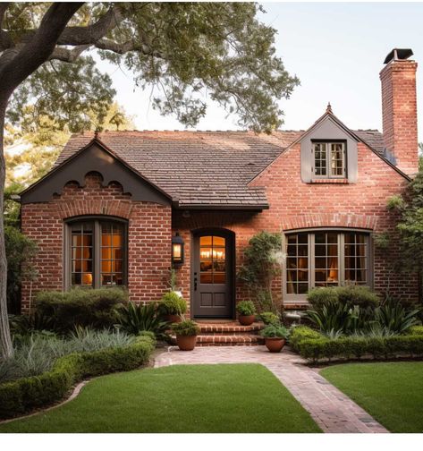 Brick Cottage Exterior, Exterior Brick Paint, Exterior Brick Paint Colors, Brick Paint Colors, Red Brick House Exterior, Red Brick Exteriors, Earthy Terracotta, Brick Cottage, Paint Color Ideas