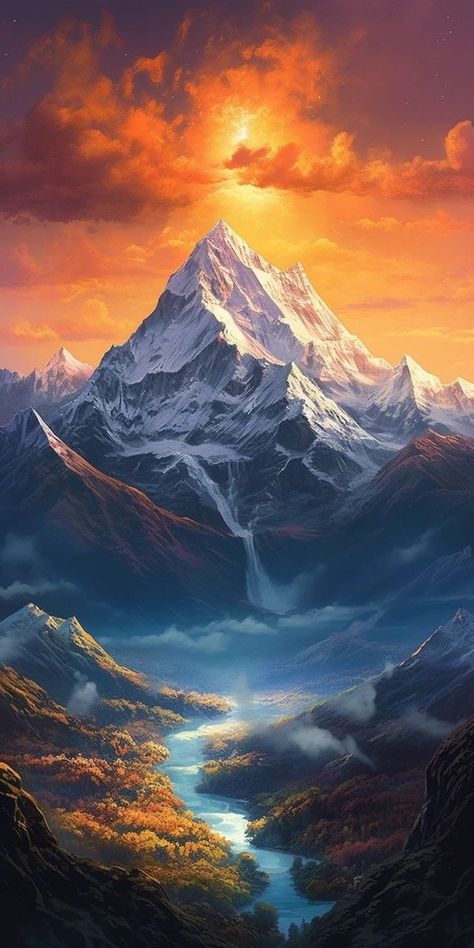 #wallpaper #hd #ai #t #s #k #artoftheday #liketime Himalaya Background, Dynamic Wallpaper, Navi A Vela, Mountain Landscape Painting, Bible Pictures, Dream Place, Landscape Art Painting, Taking Selfies, Art Gallery Wallpaper