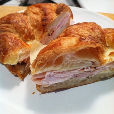 Quest for Delish: Turkey and Swiss on a Croissant Turkey Croissant Sandwich, Turkey Croissant, Gluten Free Croissant, Cheese Croissant, Best Sandwiches, Croissant Sandwich, Turkey Cheese, Turkey Sandwiches, Best Sandwich