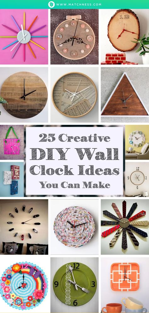 Clocks Diy Crafts, Diy Wall Clock Ideas, Wall Clock Ideas, Homemade Clocks, Wall Clock Design Ideas, Clock Decor Ideas, Make A Clock, Clock Design Ideas, Big Wall Clocks