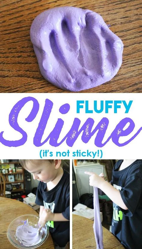 How to make fluffy slime with shaving cream! An easy recipe for making non sticky fluffy slime! Try it today! Easy Fluffy Slime Recipe, Slime With Shaving Cream, Fluffy Slime Recipe, Sticky Slime, Making Fluffy Slime, Contact Solution, Easy Slime Recipe, Slime No Glue, Diy Slime Recipe