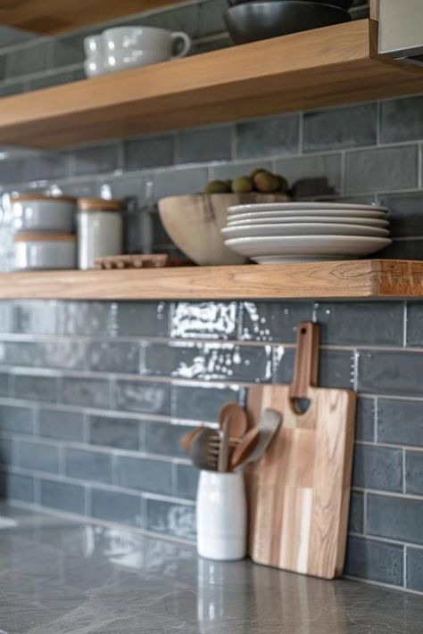 Stylish Gray Backsplash Ideas for Chic Kitchens Grey Kitchen Tiles Backsplash, Plain Backsplash Kitchen, Gray Kitchen Backsplash Ideas Tile, White Kitchen With Dark Backsplash, Backsplash For Grey Countertops, Dark Grey Backsplash Kitchen, Dark Backsplash Kitchen, Small Kitchen Backsplash Ideas, Grey Kitchen Backsplash