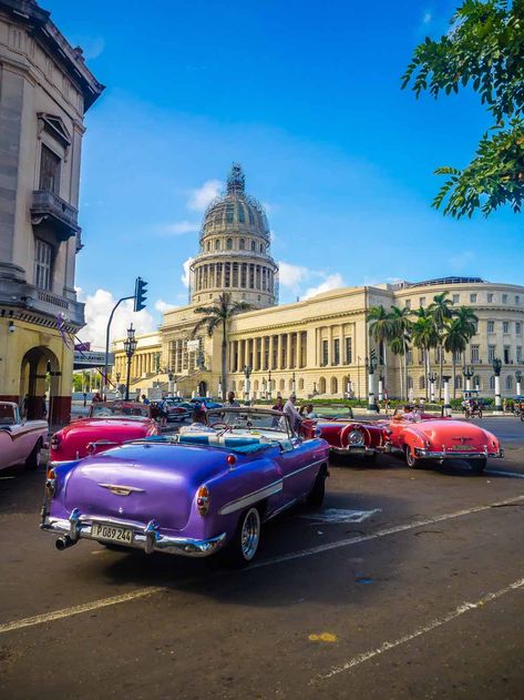 American cars on the street in Havana, Cuba Cuba Havana Aesthetic, Havana Cuba Wallpaper, Havana Club Rum, Havana Cuba Travel, Havanna Cuba, Cuba Cars, Cuba Street, Cuba Havana Photography, Cuba Buildings