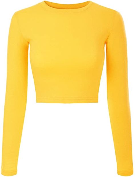 Minions Costume, Yellow Shirt Outfit, Long Sleeve Shirt Outfits, Yellow Long Sleeve Shirt, Halloween Costumes For Teens Girls, Yellow Clothes, Women Shirt Top, Crop T Shirt, Yellow T Shirt