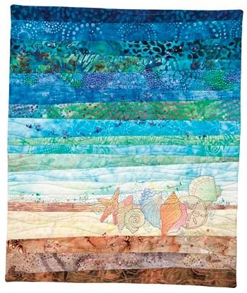 Felted Seascapes, Applique Pictures, Beach Themed Quilts, Sea Collage, Seascape Quilts, Quilting Borders, Landscape Quilting, Fish Embroidery, Ocean Quilt