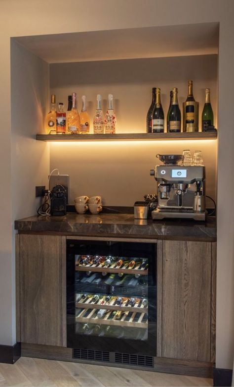 Corner Bar Ideas For Home, Corner Bar Ideas, Small Bars For Home, Home Bar Cabinet, Coffee Bar Station, Corner Bar, Home Bar Rooms, Modern Home Bar, Coffee Bar Design