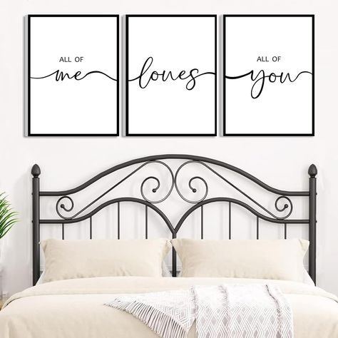 PRICES MAY VARY. 【Warm & Romantic Signs】Make a sweet statement in your home with these "All of Me" "Love" "All of You" Sign, it is not just ordinary decor, it's a work of art that brings love and warmth into your space. Combined gracefully incorporating the letters with artistic flair, the bedroom wall decor will look great with a wide variety of other colors and styles of decor. 【Frames Included】No additional frame required, our upgraded above bed wall decor is already hand stretched over 0.59” Black And White Bedroom Decor, Romantic Bedroom Wall Decor, Above Bed Wall Decor, Above Bed Wall, Wall Decor Above Bed, Black And White Bedroom, Give It To God, Decor Above Bed, Big Wall Decor