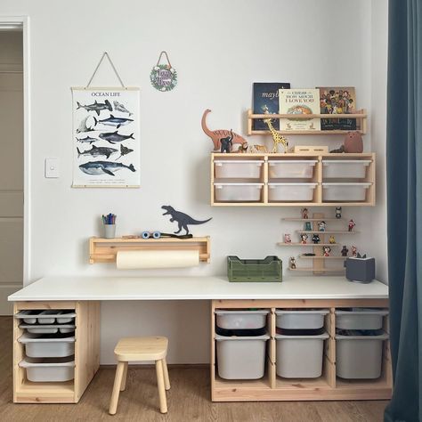 Small Toy Room, Trofast Shelf, Small Kids Playrooms, Trofast Storage, Trofast Ikea, Ikea Kids Room, Toddler Boy Room Decor, Kids Rooms Inspo, Toddler Playroom