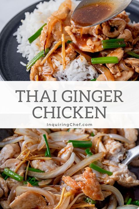 Thai Ginger Chicken Recipes, Thai Stir Fry Sauce, Fluffy Jasmine Rice, Garlic Ginger Sauce, Ginger Chicken Recipes, Cooking Jasmine Rice, Lean Chicken, Stir Fry Recipes Chicken, Ginger Chicken