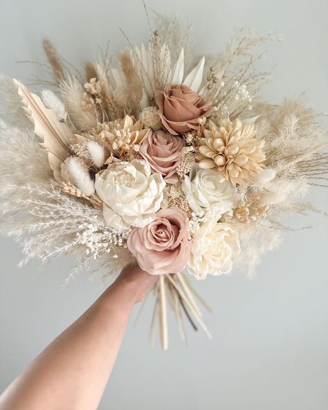 Wedding bouquets for Gursharn’s big day yesterday! 🤎 . . . . . . #weddingflorist #pampasbouquet #yegbride #albertabride #edmontonbride… | Instagram Boho Flowers Bouquet, Flower Bouquet With Pampas, Pampas Grass Cross Wedding, Pampa Grass Wedding Bouquet, Wedding With Pampas Flowers, Dusty Rose Boho Bouquet, Fall Wedding Centerpieces Pampas, Pampas Grass And Rose Bouquet, Boho Floral Centerpieces Wedding