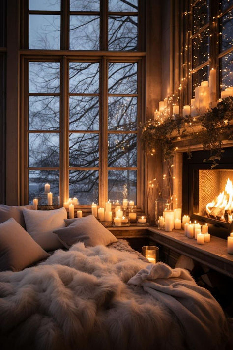 Transform your bedroom into a winter wonderland with enchanting Christmas decor ideas. Capture the magic of the season with cozy throws, twinkling lights, and festive accents. Enjoy the view of nature dressed in snow from the comfort of your bed. Embrace the holiday spirit and create a serene retreat. 🌲✨🛏️ #ChristmasBedroom #WinterWonderland #HolidayDecorIdeas #CozyRetreat #NatureView #SnowyScenes #FestiveVibes #MagicalBedroom #SeasonalJoy #HomeDecor #BedroomInspiration #HolidayMagic Winter Cuddles, Peaceful Room, Christmas Cosy, Cozy Winter Decor, Winter Living Room, Lights Aesthetic, Modern Rustic Living Room, Winter Decorations Diy, Lakefront Property