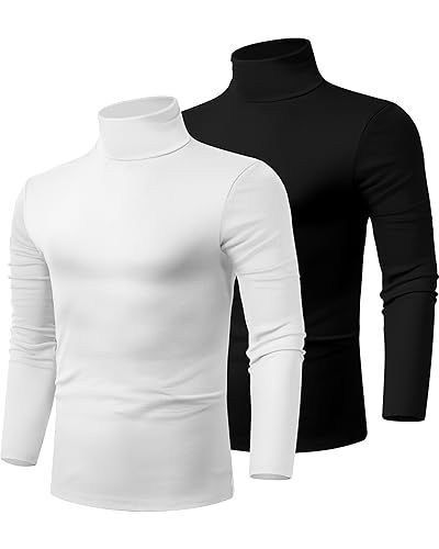 Ficerd 2 Pack Men's Turtle Neck Shirts, Lightweight Cotton Pullover Sweater Slim Fit Mock Turtleneck Knitted Long Sleeve Tops Turtle Neck Shirts, Disney Baby Clothes, Turtle Neck Men, Casual Turtleneck, Mens Turtleneck, Knitted Long Sleeve, Semi Casual, Turtleneck Shirt, Cotton Pullover