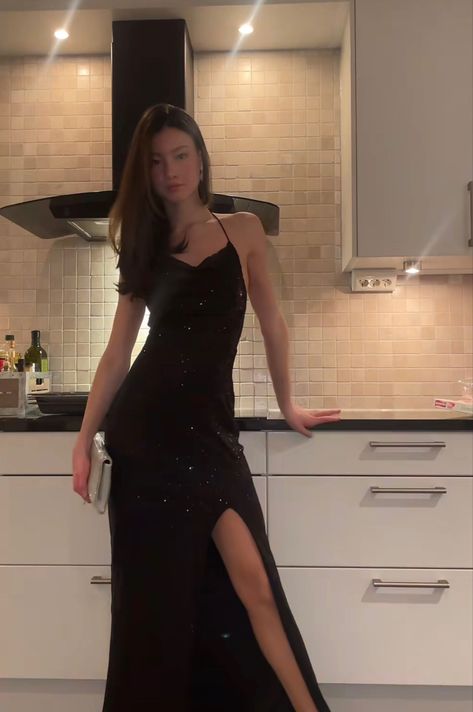 Prom Black Sparkly Dress, Dark Prom Dresses Black, Sparky Black Prom Dress, Prom Dress Black Sparkle, Black Cowl Neck Prom Dress, Black Prom Dress With Sparkles, Glitter Black Dress Long, Black Sparkling Prom Dress, Long Sparkly Black Dress