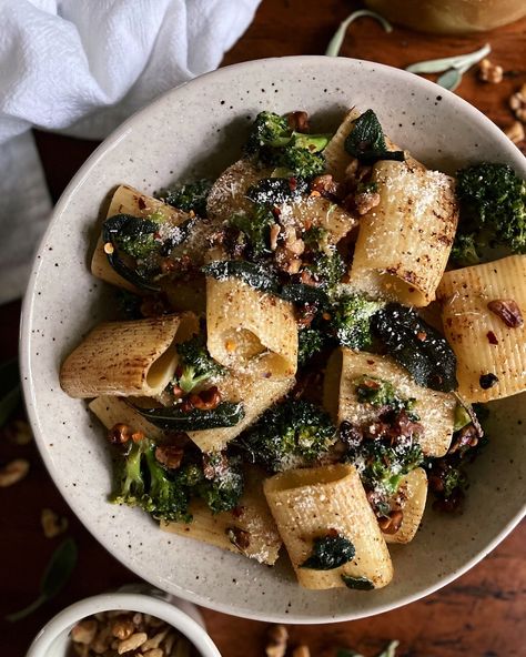 Walnut Pasta, Brussels Sprouts Bacon, Butter Sage Sauce, Butter Broccoli, Brown Butter Sage, Brown Butter Sage Sauce, Sage Sauce, Butter Pasta, Roasted Brussels Sprouts