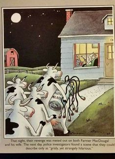 Gary Larson Comics, Gary Larson Cartoons, Far Side Cartoons, Far Side Comics, Gary Larson, Funny Cartoons Jokes, Far Side, Funny Comic Strips, Cows Funny