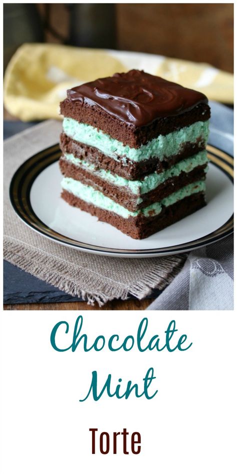 Chocolate Mint Torte #cake #chocolatemint #torte Mocha Cakes, Mint Pie, Cake Recipe Chocolate, Minimal Cake, Mint Desserts, Peppermint Recipes, Mint Cake, Torte Recipe, Catering Desserts