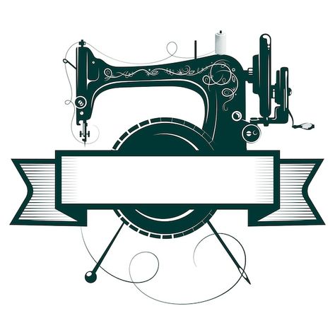 Salon tailoring symbol mechanical sewing... | Premium Vector #Freepik #vector #thread-logo #sewing-logo #tailor-logo #needle-logo Tailoring Logo Design Ideas, Tailor Logo Design, Sewing Business Logo, Sewing Artwork, Sewing Logo Design, Tailor Logo, Fesyen Islam, Machine Logo, Sewing Logo