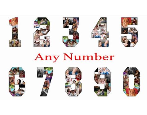 PRINTABLE Custom Any Number Photo Collage, Custom Sports Numbers, Printable gift Digital File Birthday Gift Collage, Birthday Photo Collage Picture Number Collage, Number Photo Collage, Anniversary Collage, Gift Collage, Sports Numbers, Numbers Printable, Birthday Photo Collage, Collage Foto, Jersey Numbers