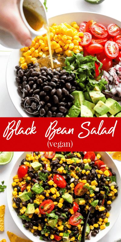 Black Bean Salad Bean And Kale Salad, Dense Bean Salad, Bean Salad Recipes Healthy, Corn And Black Bean Salad, Vegan Bean Salad, Bean Salads, Vegetarian Main Dish, Black Bean Salad Recipe, Dude Food