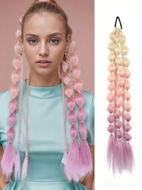 Multicolor  Collar  High Temperature Fiber  Ponytail Embellished   Wigs & Accs Ponytail Hairstyles, Ombre Hair, Ponytail Wigs, Bubble Braid, Clip In Hair Extension, Ponytail Wig, Hair Ponytail, Ponytail Extension, High Temperature