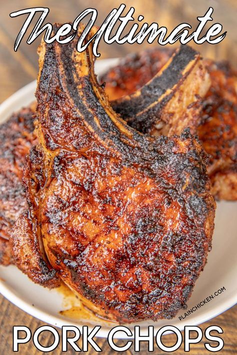 The Ultimate Pork Chops Pork Chop Brine, Best Pork Chop Recipe, Pork Chop Recipes Baked, Pork Chop Dinner, Plain Chicken, Pork Dinner, Grilled Pork Chops, Tenderloin Recipes, Boneless Pork Chops