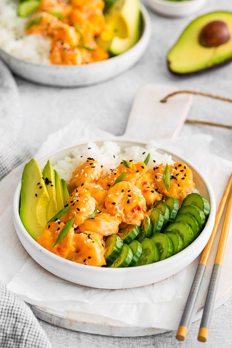 Shrimp On Rice Recipes, Garlic Shrimp Bowl, Spicy Shrimp Poke Bowl, Fried Shrimp Bowl, Shrimp Mango Rice Bowl, Shrimp Mango Bowl, Boom Boom Shrimp Bowl, Shrimp Rice Bowls With Spicy Mayo, Shrimp Rice Bowl Asian