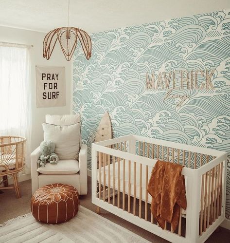 Project Nursery on Instagram: "When we polled our customers in stories asking what your favorite gendery neutral nursery themes are, many of you said Coastal or Surfer. 🌊 We love this look too!⁠ Head to stories to see more themes. ⁠ 📸: @jenanderson_photography⁠ ⁠ #projectnursery #nursery #nurseryfurniture #freeshipfurniture #nurserydecor #boynursery #surfernursery #coastaldecor #coastalnursery #babycrib #babyrocker" Neutral Nursery Themes, Beach Baby Rooms, Ocean Baby Rooms, Surfer Nursery, Beach Theme Nursery, Surf Nursery, Nursery Themes Neutral, Wave Wallpaper, Coastal Nursery