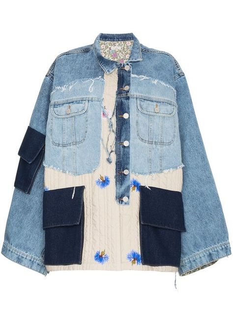 Jacket Diy, Designer Denim Jacket, Diy Denim Jacket, Natasha Zinko, Jean Jacket Outfits, Denim Inspiration, Denim Ideas, Clothes Diy, Patchwork Jacket