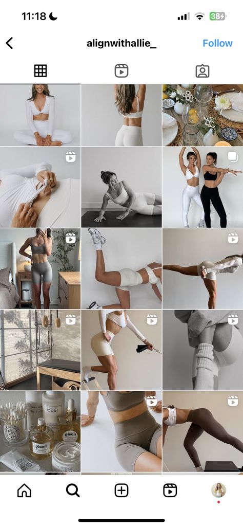 Yoga Instagram Aesthetic, Yoga Aesthetic Instagram Feed, Fitness Page Instagram, Active Wear Instagram Feed, Insta Content Ideas Aesthetic, Pilates Content Ideas For Instagram, Health And Wellness Brand Photoshoot, Fitness Instagram Aesthetic, Pilates Instagram Feed