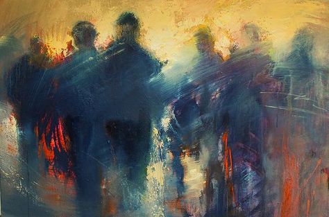 Two People Walk into a Crowded Room. by Peter G Hall, via Flickr Hotel Artwork, Crowded Room, Dark Art Drawings, Great Paintings, Artistic Inspiration, Ap Art, Abstract Drawings, Gothic Art, Drawing People