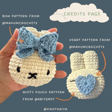 crochet miffy earbud case ᕙ( •̀ ᗜ •́ )ᕗ ༄˖°.🪐.ೃ࿔*:･🧸༘˚⋆𐙚｡⋆𖦹.✧˚🤍 ❀˖° first post on my crochet account !! i have a problem with misplacing my earbuds so i made this cutie to help ,, planning on making her into a bag charm but i love her credits (*ᴗ͈ˬᴗ͈)ꕤ*.ﾟ ♡ miffy pouch pattern @abitgrey ♡ bow + heart pattern @mahumcrochets ╭────── · · ୨୧ · · ──────╮ #crochet #crochetideas #crochetgift #explore #crochetinspiration #yarn #crochetersofinstagram #crochetaddict #fiberart #crocheting #knotkaiya... Crochet Ear Bud Case, Heart Crochet Ideas, Earbuds Crochet Case, Earbud Case Crochet, Crochet Stuffy Ideas, Miffy Earbuds, Crochet Earbuds Case, Crochet Bag Charm Pouch, Crochet Earbud Pouch