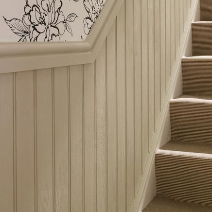 Wall Panelling | Mouldings | Doors & Joinery | Howdens Joinery Wall Panelling Up Stairs, Tongue And Groove Panelling Staircase, Tongue And Groove Stair Panelling, Stair And Landing Panelling, Wall Panelling Hallway Stairways, Hallway Panelling Tongue And Groove, Wall Panelling Styles, Tongue And Groove Hallway Stairs, Tongue And Groove Stairs