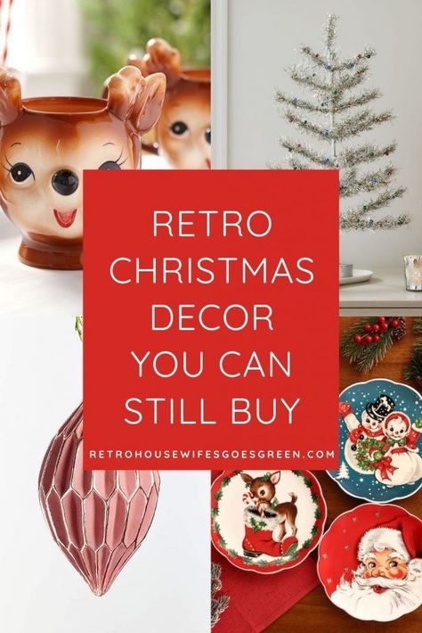 Diy Mid Century Christmas Decor, Retro Christmas Gifts, Mid Century Modern Christmas Tablescapes, Retro Christmas Table Decor, Vintage Holiday Decor 1950s Christmas, Home Office Christmas Decorations, Christmas Candy Decor Ideas, Retro Christmas Aesthetic Decor, Retro Christmas Tablescapes