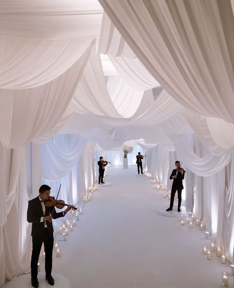 Proposal Rules, Dream Wedding Reception, Wedding Aesthetics, White Wedding Theme, Dream Wedding Decorations, Wedding Planning Decor, White Drapes, Dream Wedding Venues, Wedding Entrance