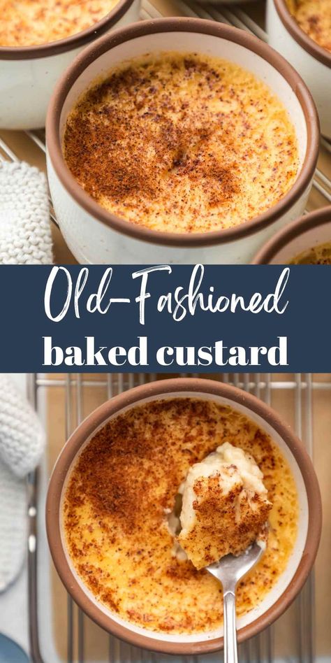 This classic baked custard recipe is an old-fashioned dessert. This easy recipe makes silky smooth baked egg custard with almost no prep. Raisin Pudding, Homestead Baking, Homemade Custard Recipe, Baked Custard Recipe, Custard Baked, Custard Dessert Recipes, Canned Milk, Baked Egg Custard, Adorable Desserts