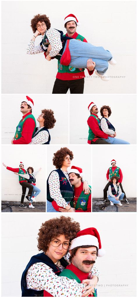 80s Family Photos Christmas, Cheesy Family Photos Christmas Cards, 90s Christmas Pictures, Christmas Cards Poses, Couple Christmas Card Photo Ideas Funny, Funny Awkward Christmas Photos, Akward Christmas Pictures, Fun Couple Christmas Photos, Funny Holiday Photoshoot Family