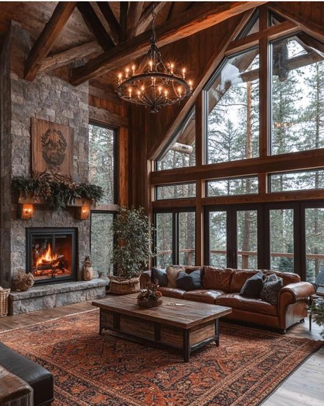 Cabin Livingroom, Craftsman Living Rooms, Modern Rustic Cabin, Log Houses, Luxury Ranch, Rustic Home Design, Colorado Homes, Interior Design Mood Board, House Inside