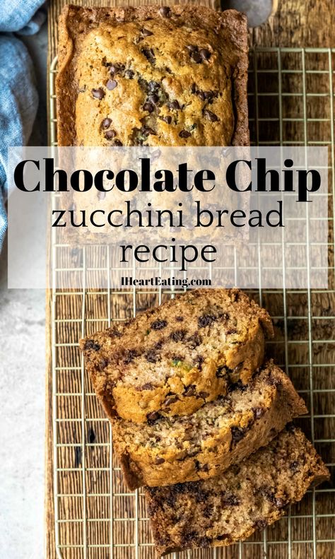 Zucchini Recipes Dessert, Chocolate Chip Zucchini Bread, Summer Zucchini, Zucchini Bread Recipe, Chocolate Chip Bread, Breakfast Bread, Zucchini Bread Recipes, Recipes Sweet, Bread Recipes Sweet