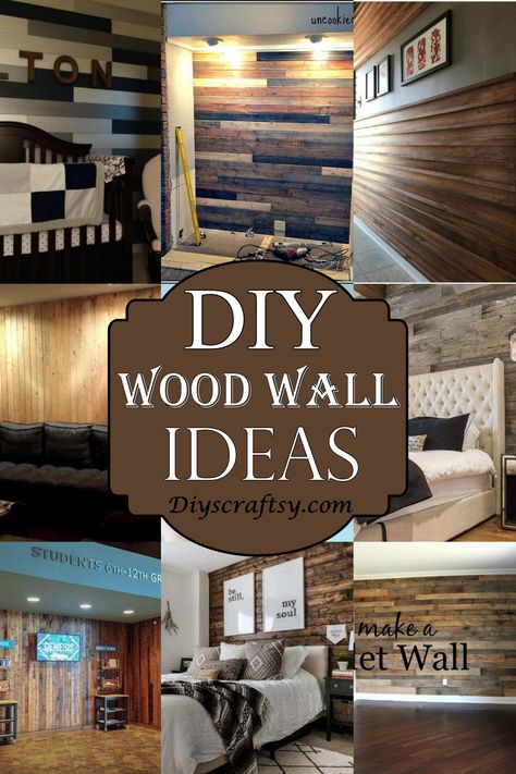 20 DIY Wood Wall Ideas Diy Accent Wall Wood Design, Wood Wall Paneling Makeover, Basement Wood Wall Ideas, Bedroom Focal Wall Ideas Wood, How To Decorate A Wood Wall, Wood Wall Projects Easy Diy, Rustic Wall Covering Ideas, Wood Accent Wall Office Ideas, Wood Wall In Bedroom Ideas