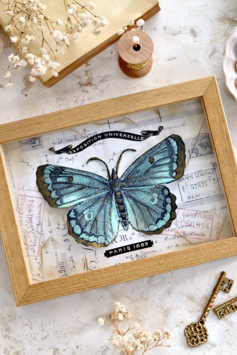 Butterfly Wall Art Diy, Butterfly Shadow Box, Butterfly Shadow, Butterfly Bedroom, Nifty Crafts, Presents Ideas, French Ephemera, The Graphics Fairy, Craft Things