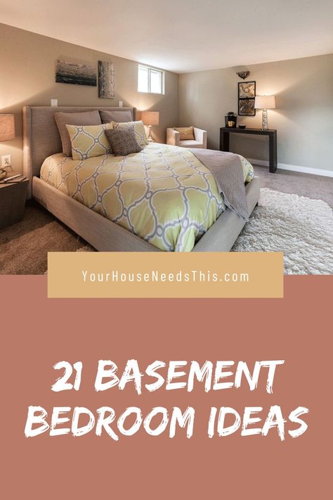 You’re looking to create a bedroom in the basement, whether you like it or not. Sure, it’s going to be more chilly than the rest of the house, but for a bedroom that could be a good thing.... #homedecor #bedroomodeas #basement #basementideas Bedroom Ideas In Basement, Bedrooms In The Basement, Downstairs Bedroom Ideas Basements, Bedrooms In Basement Ideas, Creating Bedroom In Basement, Finished Basement Guest Room, Converting Basement To Bedroom, Basement Apartment Bedroom Ideas, Basement Bedrooms No Windows