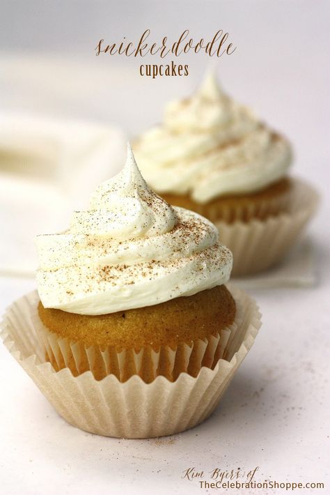 Snickerdoodle Cupcake Recipe {Easy Semi-Homemade Sweet} | Kim Byers, TheCelebrationShoppe.com White Cake Mix Cupcakes, White Cake Mix Recipes, Snickerdoodle Cupcakes, Homemade Cupcake Recipes, Snicker Doodle, Cake Mix Cupcakes, Easy Cupcake Recipes, White Cupcakes, Tea Ideas