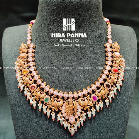 Navratna Necklace, Ruby Chain, Ruby Jewelry Necklaces, Gold Haram, Temple Jewelry Necklace, Gold Temple Jewellery, Gold Bridal Necklace, Gold Jewelry Outfits, Gold Jewellry