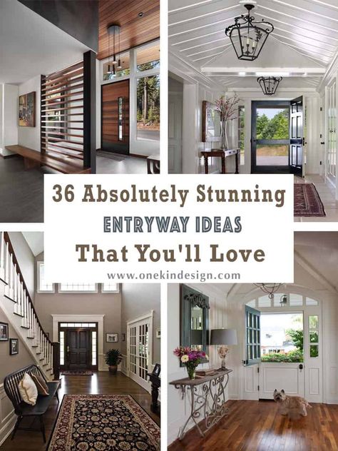 36 Absolutely Stunning Entryway Ideas That You'll Love 10 Ft Ceiling Entryway, Two Story Entryway Ideas Foyers, Double Door Foyer Ideas Entryway, Tall Entryway Ideas High Ceilings Farmhouse, Entryway Ideas With High Ceilings, High Ceiling Decorating Entryway, Tall Entryway Ideas High Ceilings Modern, Entryway With High Ceiling, Entryway Decor High Ceiling