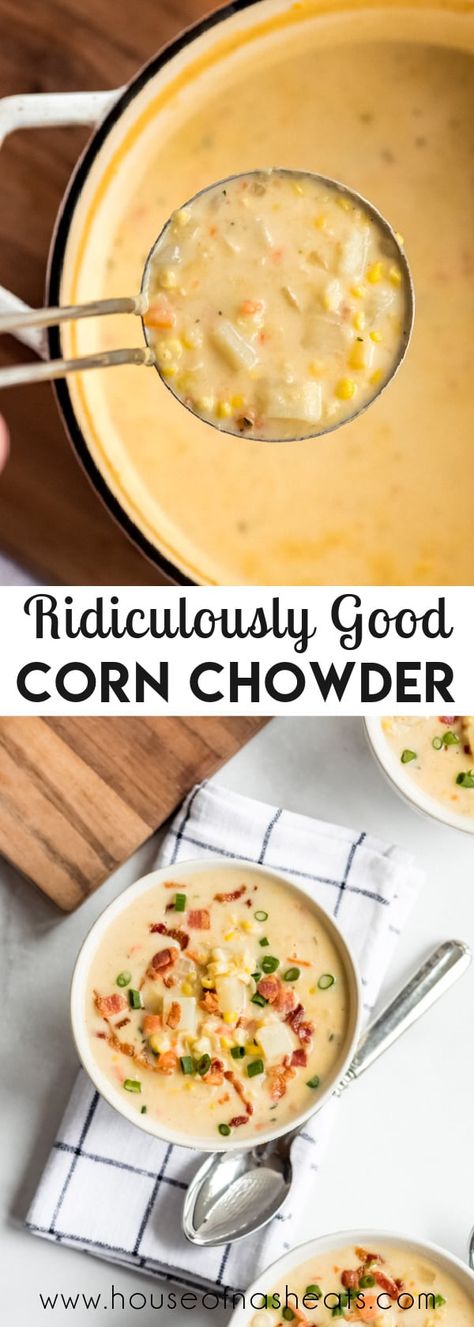 Corn Potato Chowder, Easy Corn Chowder, Creamy Potatoes, Potato Corn Chowder, Dairy Free Soup, Vegetarian Main Course, Corn Chowder Recipe, Homemade Dinner Recipes, Chowder Recipe