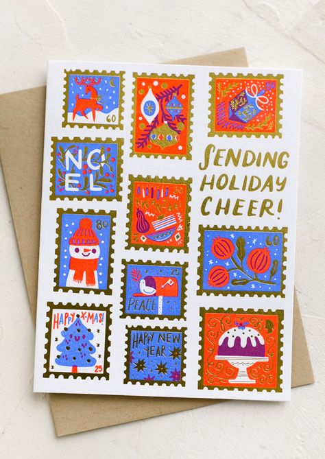 Usa Holiday, Christmas Graphic Design, Letterpress Greeting Cards, Hanukkah Cards, Holiday Stamping, Christmas Card Art, Print Greeting Cards, Holiday Design Card, Xmas Card